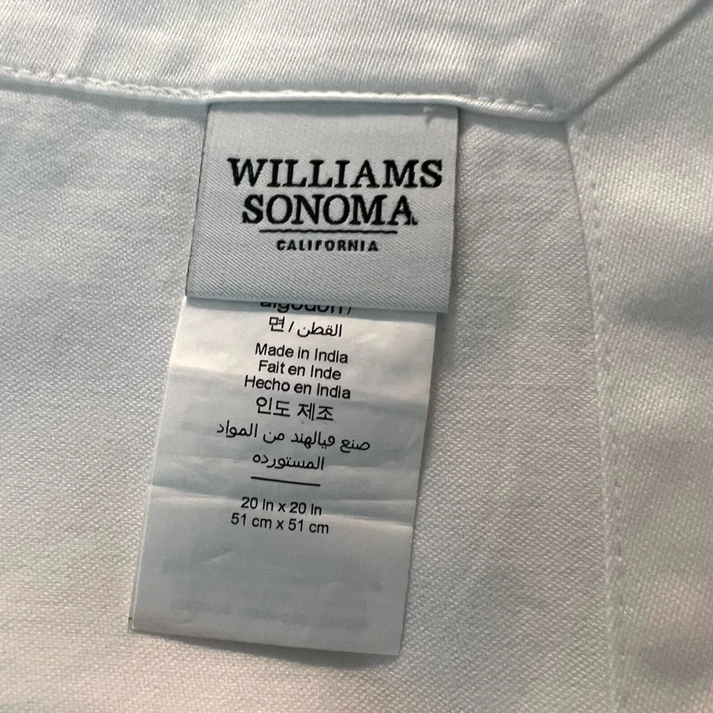 Williams sonoma white cotton napkins cloth 20x20 replacement